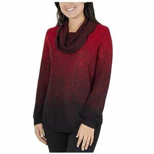 Birch Ny Womens Metallic Casual Cowl Neck Long Sleeve Sweater Red Size L NWT
